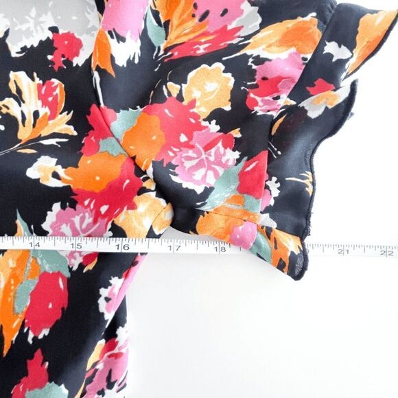 Zara Trafaluc Collection Womens Blouse Ruffled Sleeve Wrap Floral Multicolour Sm - Picture 5 of 6